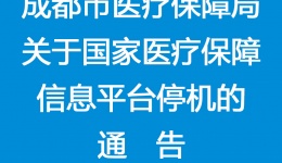 成都市医疗保障局 关于国家医疗保障信息平台停机的通告